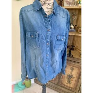 U Collection Denim Button Down Shirt